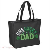 One Lucky Dad Shamrock Papa Irish Saint Patricks Day Daddy Tote Bag thumb 2