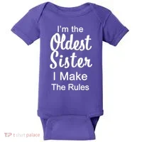 Oldest Sister I Make The Rules Funny Baby Bodysuit thumb 0