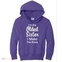Oldest Sister I Make The Rules Funny Kids Hoodie thumb 0