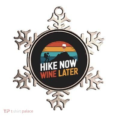 Outdoor Lover Funny Hike Now Wine Later Hiker Mom  Ornament