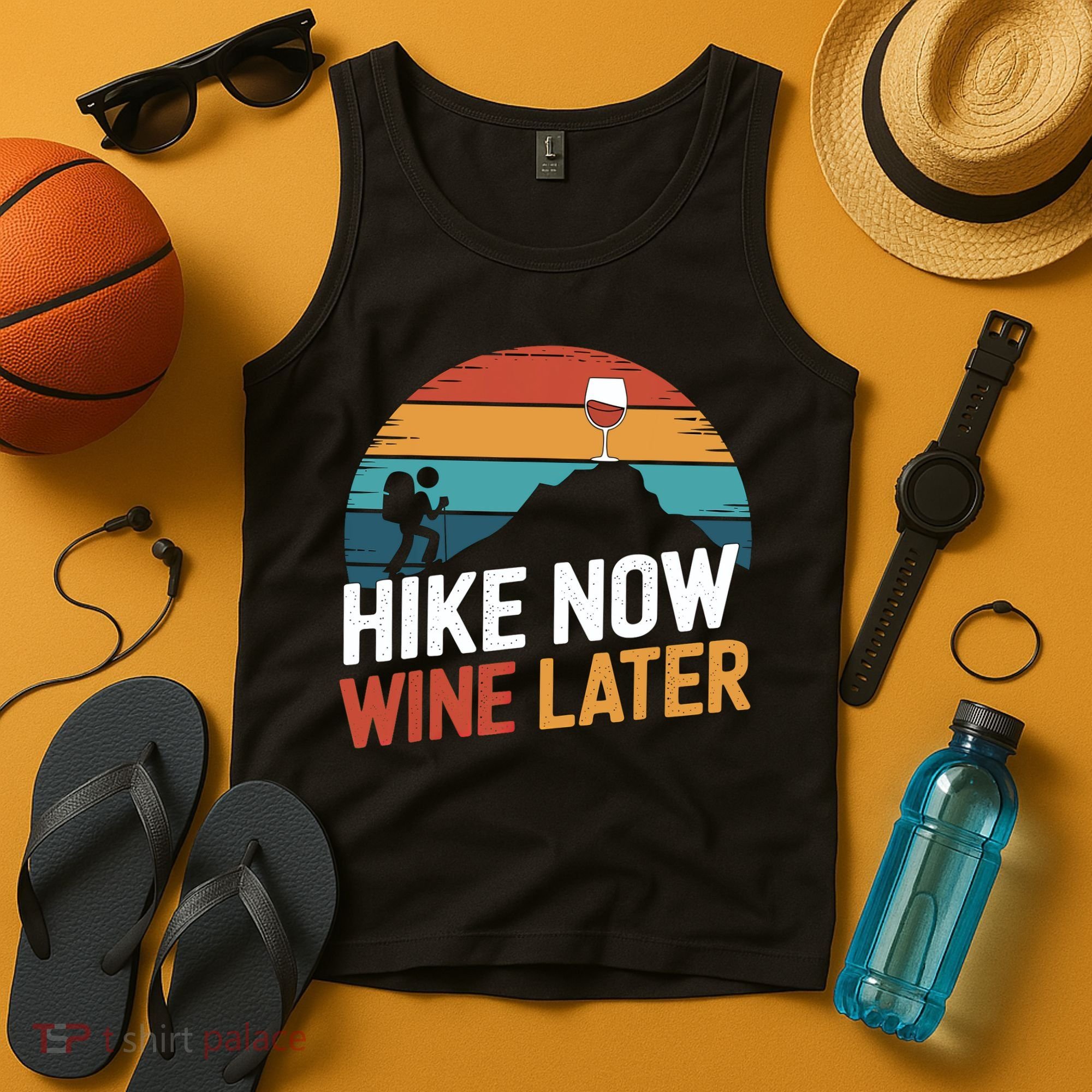 Outdoor Lover Funny Hike Now Wine Later Hiker Mom  Tank Top