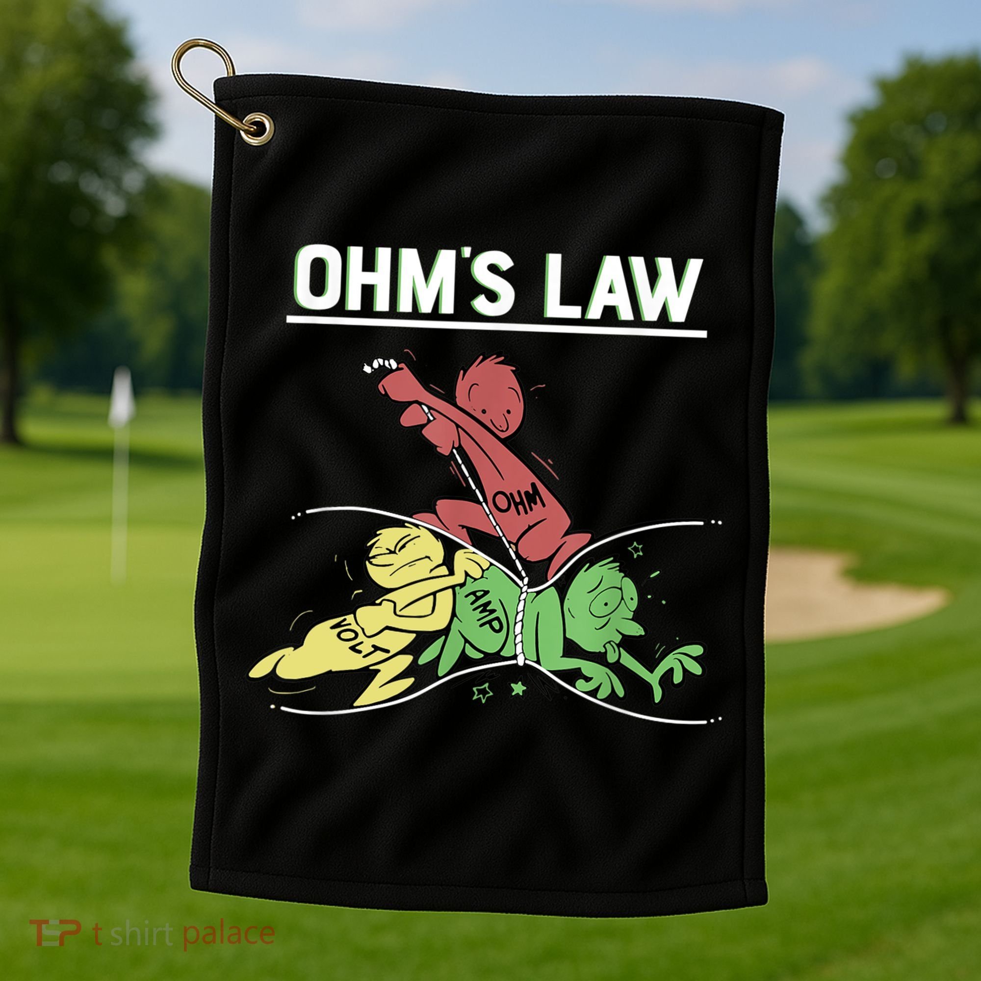 Ohms Law Funny Shirt.Electrical Electronics Engineer Funny T TShirt Golf Towel