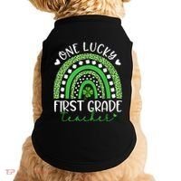 One Lucky First Grade Teacher St Patricks Day Funny Rainbow Doggie Tank thumb 0