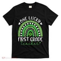 One Lucky First Grade Teacher St Patricks Day Funny Rainbow T-Shirt thumb 0
