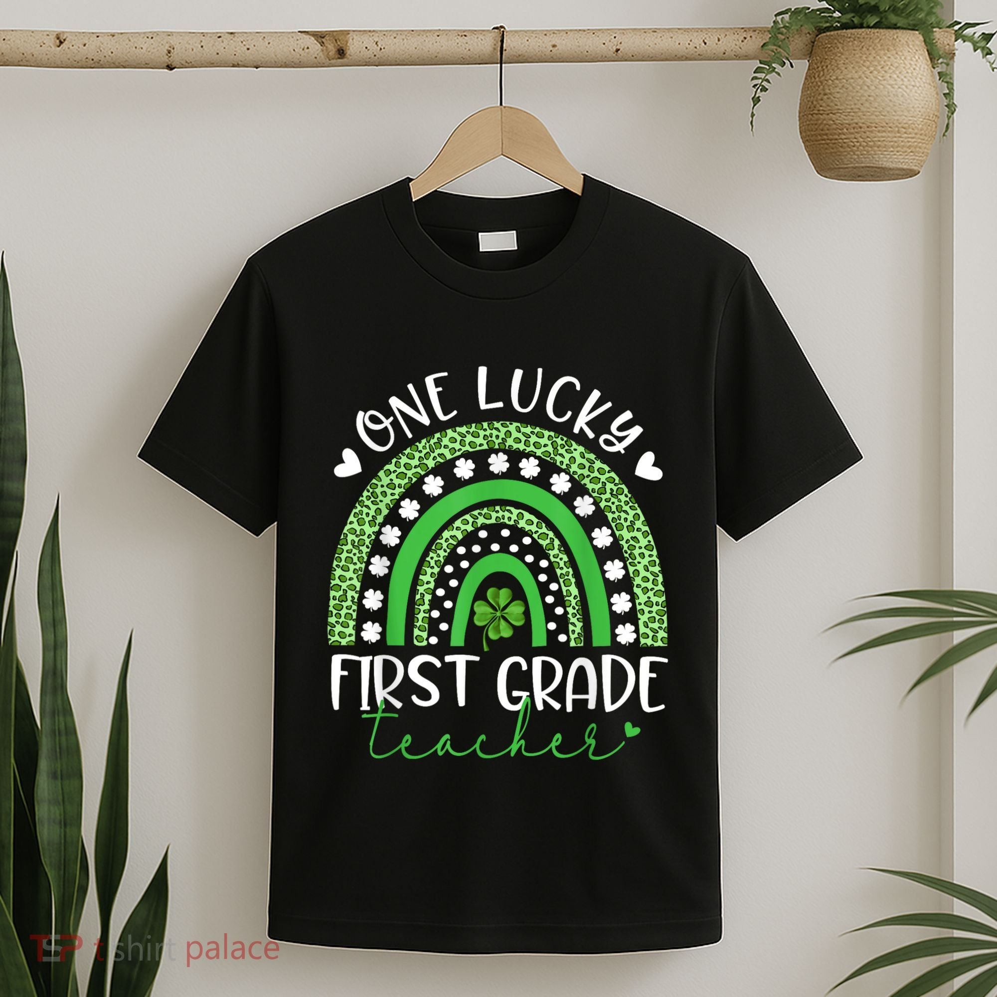 One Lucky First Grade Teacher St Patricks Day Funny Rainbow T-Shirt