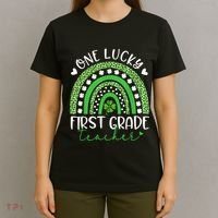 One Lucky First Grade Teacher St Patricks Day Funny Rainbow T-Shirt thumb 4
