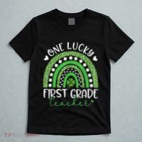 One Lucky First Grade Teacher St Patricks Day Funny Rainbow T-Shirt thumb 5
