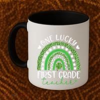 One Lucky First Grade Teacher St Patricks Day Funny Rainbow Coffee Mug thumb 2