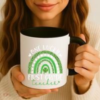 One Lucky First Grade Teacher St Patricks Day Funny Rainbow Coffee Mug thumb 3