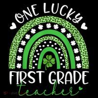 One Lucky First Grade Teacher St Patricks Day Funny Rainbow Women's Hoodie thumb 2