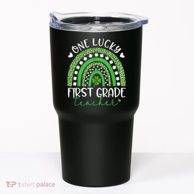 One Lucky First Grade Teacher St Patricks Day Funny Rainbow Tumbler