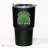 One Lucky First Grade Teacher St Patricks Day Funny Rainbow Tumbler thumb 0