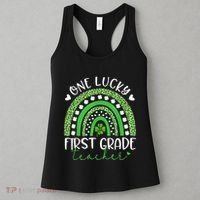 One Lucky First Grade Teacher St Patricks Day Funny Rainbow Women's Tank Top thumb 3