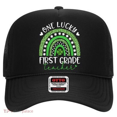 One Lucky First Grade Teacher St Patricks Day Funny Rainbow Hat
