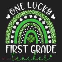 One Lucky First Grade Teacher St Patricks Day Funny Rainbow Hat thumb 2