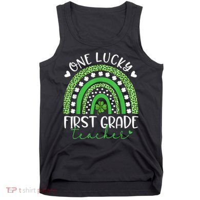 One Lucky First Grade Teacher St Patricks Day Funny Rainbow Tank Top