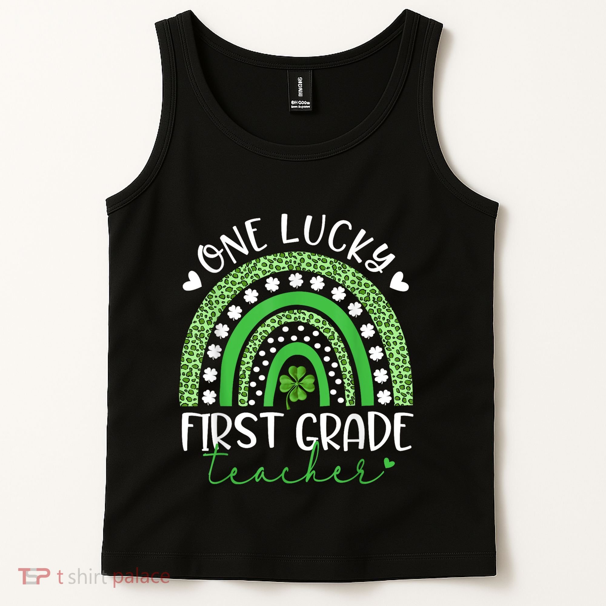 One Lucky First Grade Teacher St Patricks Day Funny Rainbow Tank Top