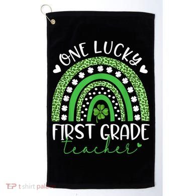 One Lucky First Grade Teacher St Patricks Day Funny Rainbow Golf Towel