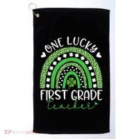 One Lucky First Grade Teacher St Patricks Day Funny Rainbow Golf Towel thumb 0