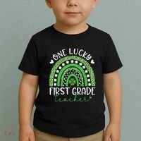 One Lucky First Grade Teacher St Patricks Day Funny Rainbow Toddler T-Shirt thumb 2