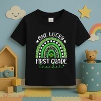One Lucky First Grade Teacher St Patricks Day Funny Rainbow Toddler T-Shirt thumb 3