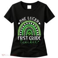 One Lucky First Grade Teacher St Patricks Day Funny Rainbow Women's T-Shirt thumb 0