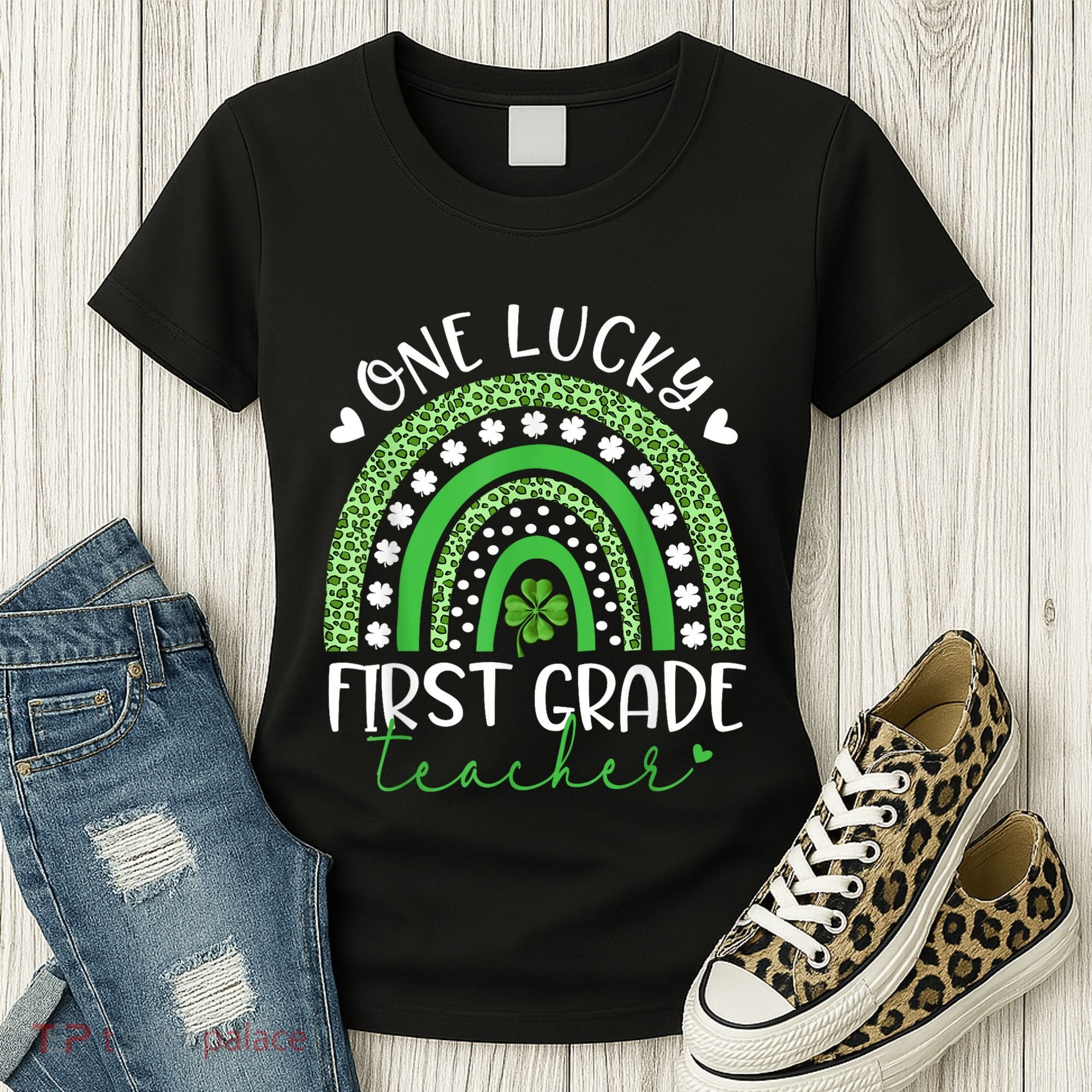 One Lucky First Grade Teacher St Patricks Day Funny Rainbow Women's T-Shirt