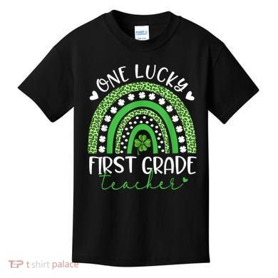 One Lucky First Grade Teacher St Patricks Day Funny Rainbow Kids T-Shirt