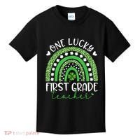 One Lucky First Grade Teacher St Patricks Day Funny Rainbow Kids T-Shirt thumb 0