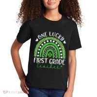 One Lucky First Grade Teacher St Patricks Day Funny Rainbow Kids T-Shirt thumb 2