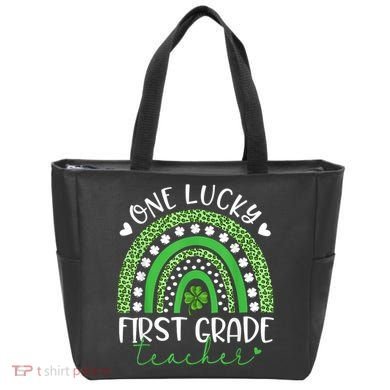 One Lucky First Grade Teacher St Patricks Day Funny Rainbow Tote Bag