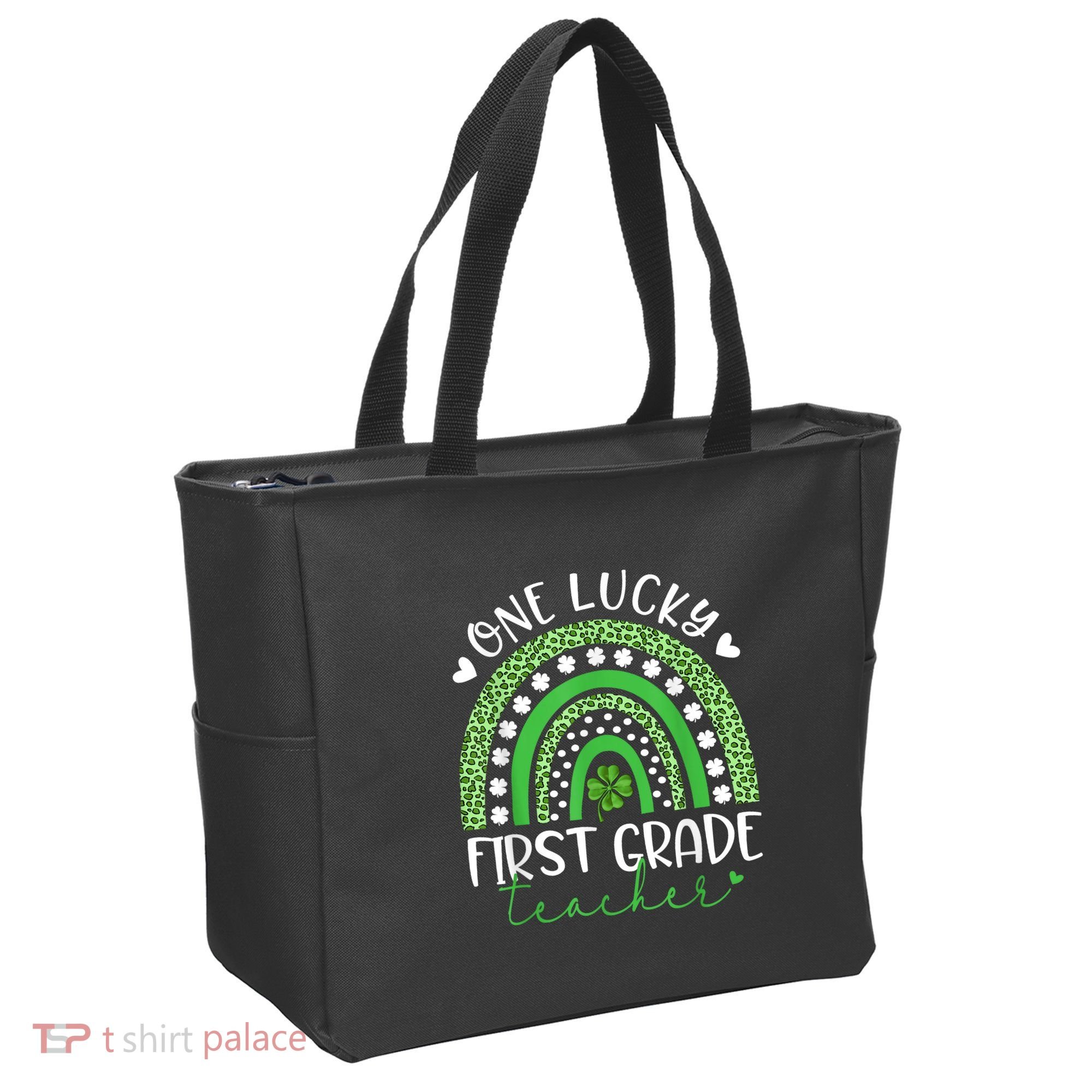 One Lucky First Grade Teacher St Patricks Day Funny Rainbow Tote Bag