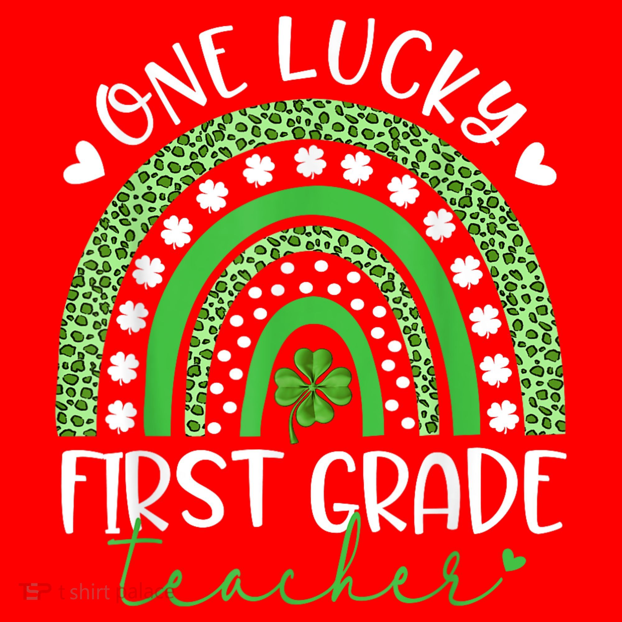 One Lucky First Grade Teacher St Patricks Day Funny Rainbow Santa Hat