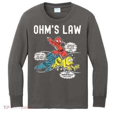 Ohms Law Funny Electricity Explained Electrical Engineer Kids Long Sleeve Shirt