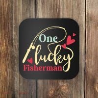 One Lucky Fisherman Matching Couples Coaster thumb 0