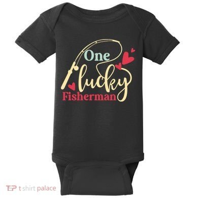 One Lucky Fisherman Matching Couples Baby Bodysuit