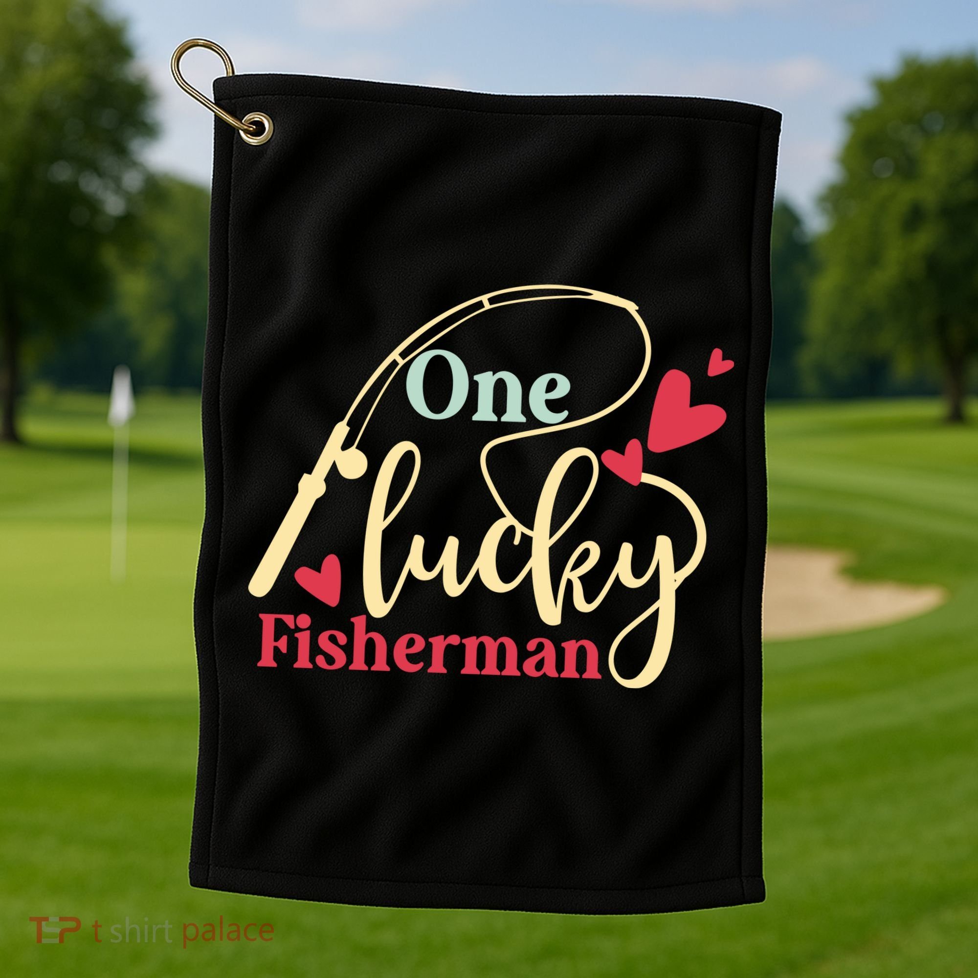 One Lucky Fisherman Matching Couples Golf Towel