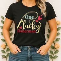 One Lucky Fisherman Matching Couples Women's T-Shirt thumb 2