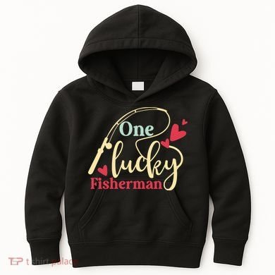 One Lucky Fisherman Matching Couples Kids Hoodie