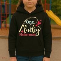 One Lucky Fisherman Matching Couples Kids Hoodie thumb 3