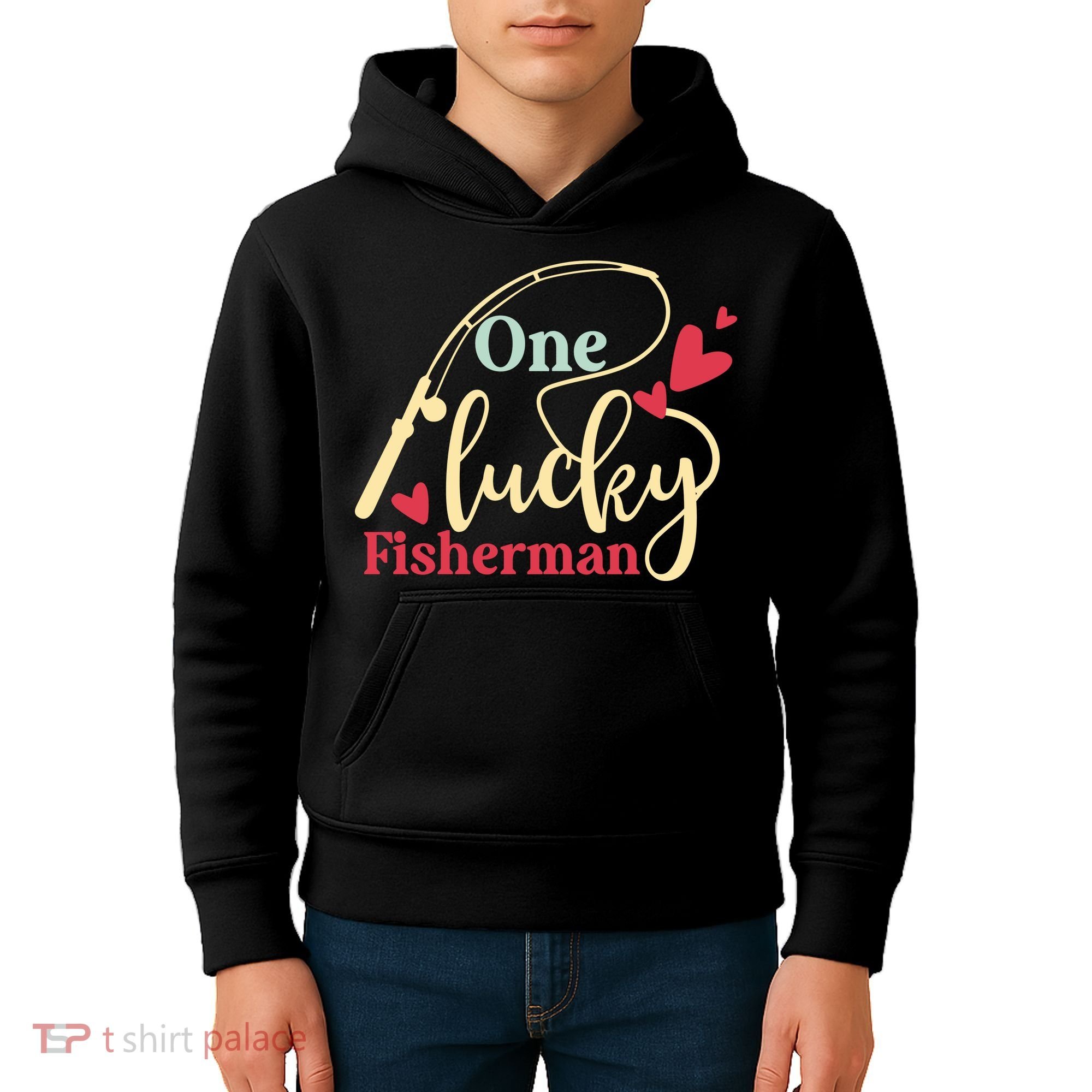One Lucky Fisherman Matching Couples Kids Hoodie