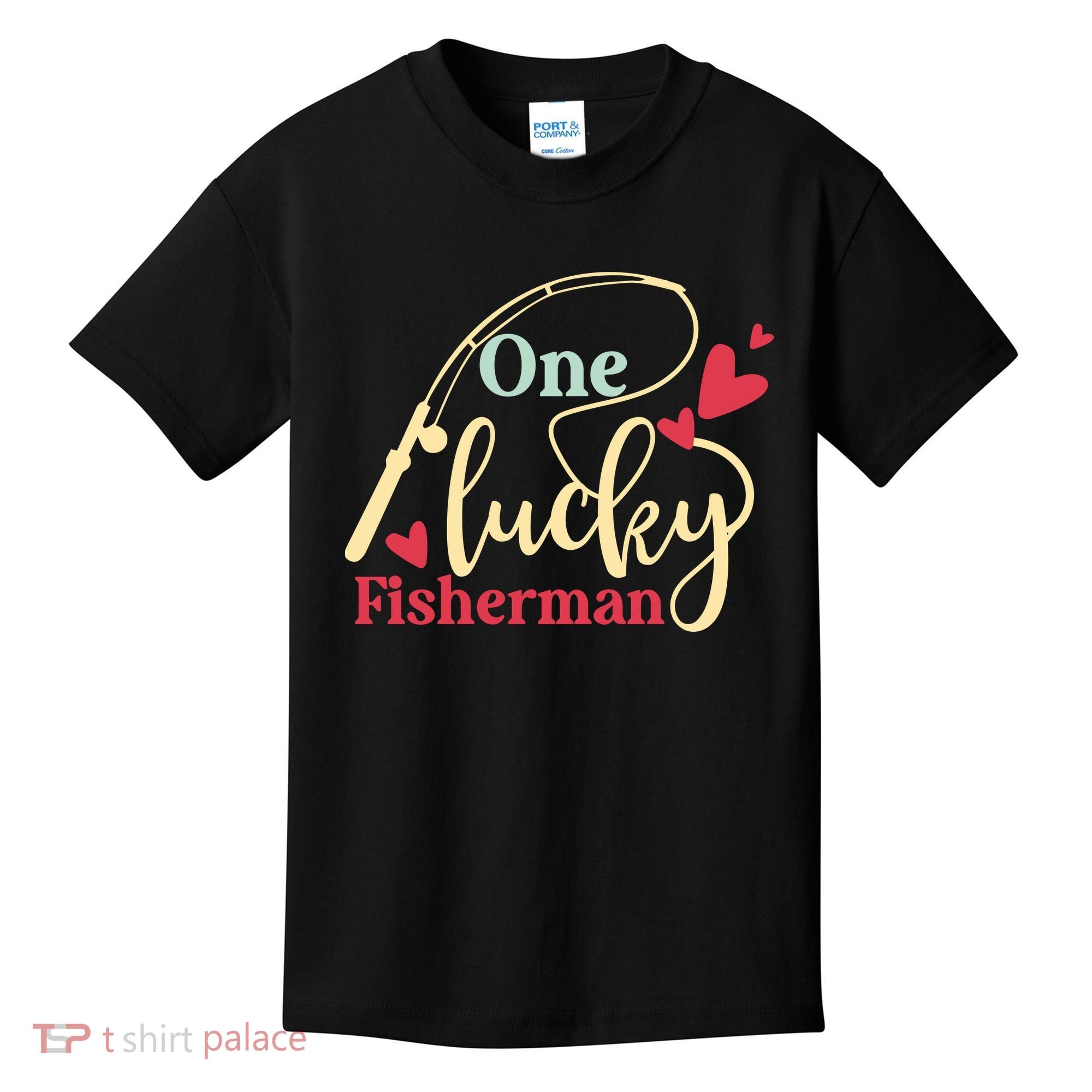 One Lucky Fisherman Matching Couples Kids T-Shirt