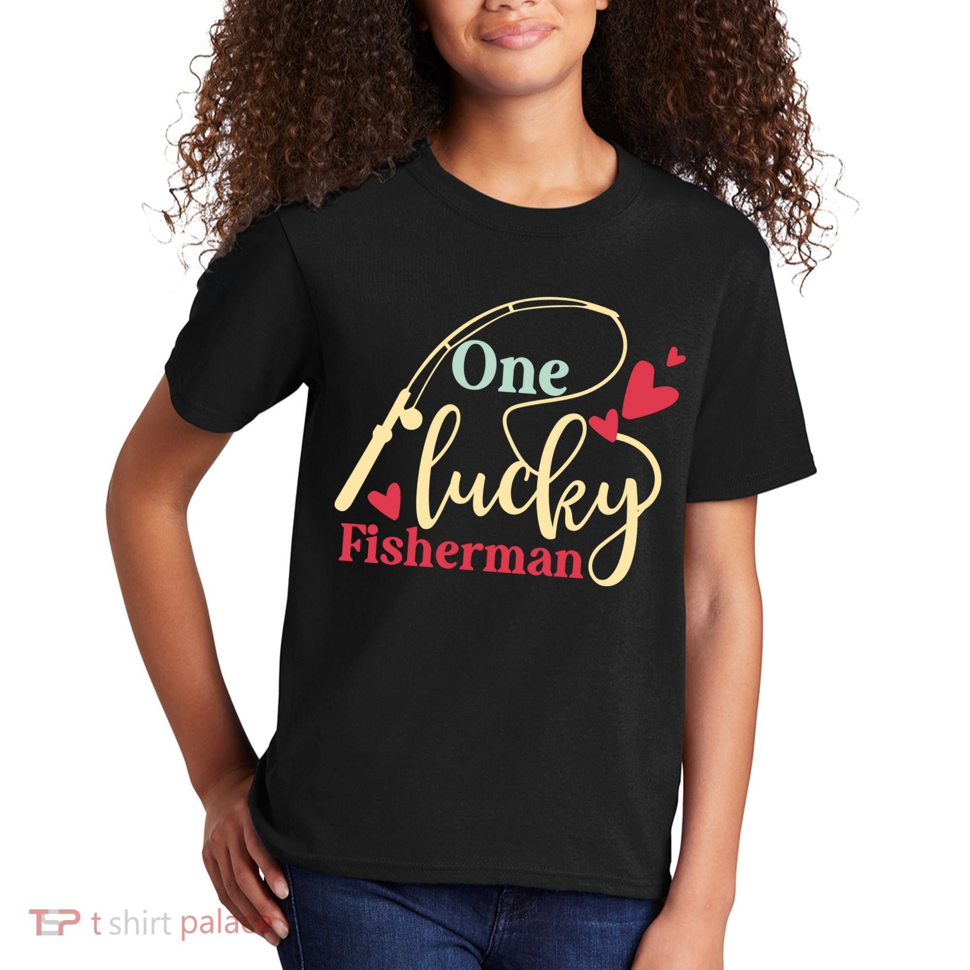 One Lucky Fisherman Matching Couples Kids T-Shirt