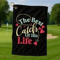 One Lucky Fisherman Matching Couples Golf Towel thumb 1