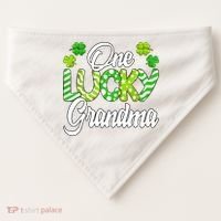 One Lucky Grandma Shamrock Irish Grandma St Patricks Day USA-Made Doggie Bandana thumb 0