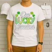 One Lucky Grandma Shamrock Irish Grandma St Patricks Day T-Shirt thumb 6