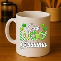 One Lucky Grandma Shamrock Irish Grandma St Patricks Day Coffee Mug thumb 4