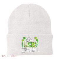 One Lucky Grandma Shamrock Irish Grandma St Patricks Day Beanie thumb 0