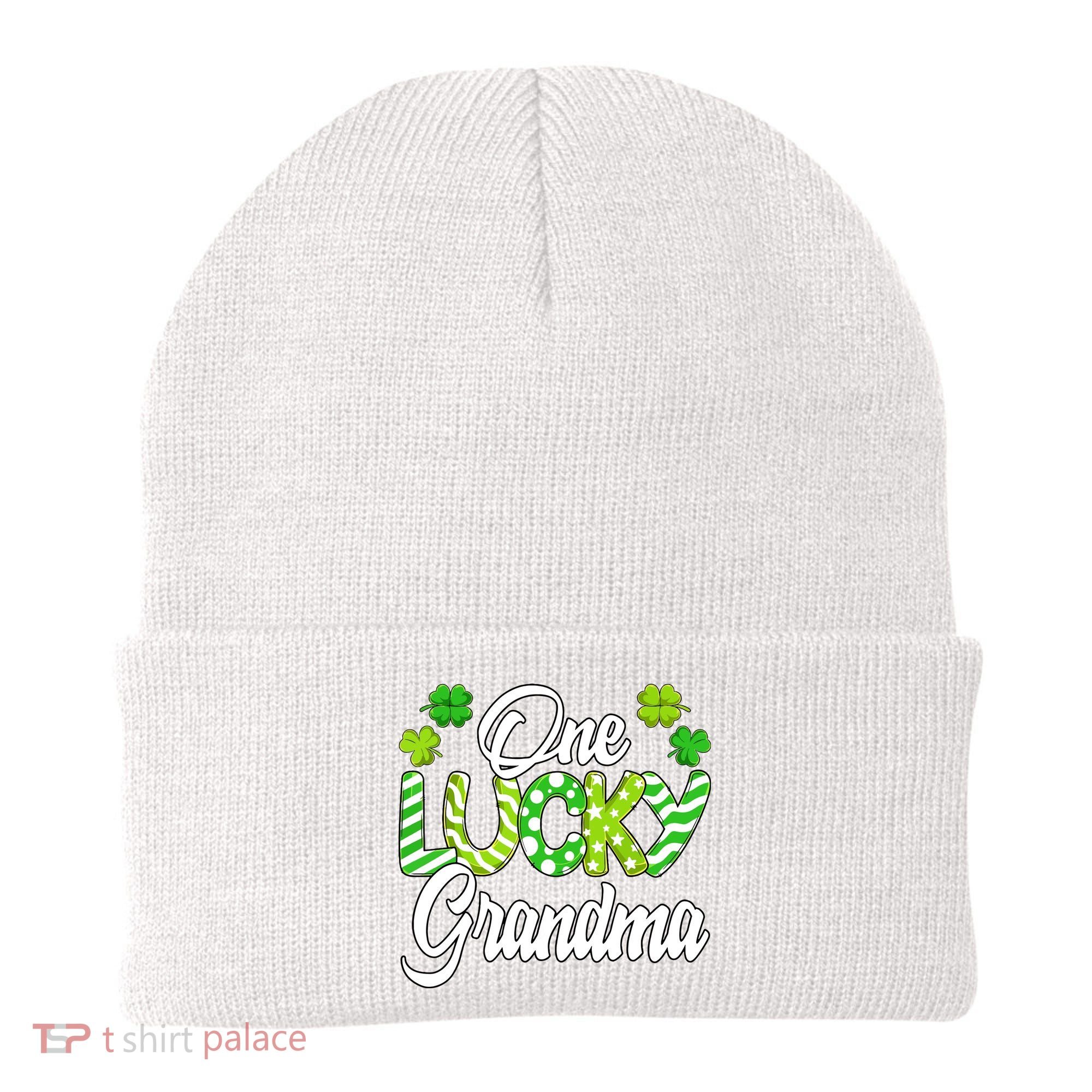 One Lucky Grandma Shamrock Irish Grandma St Patricks Day Beanie