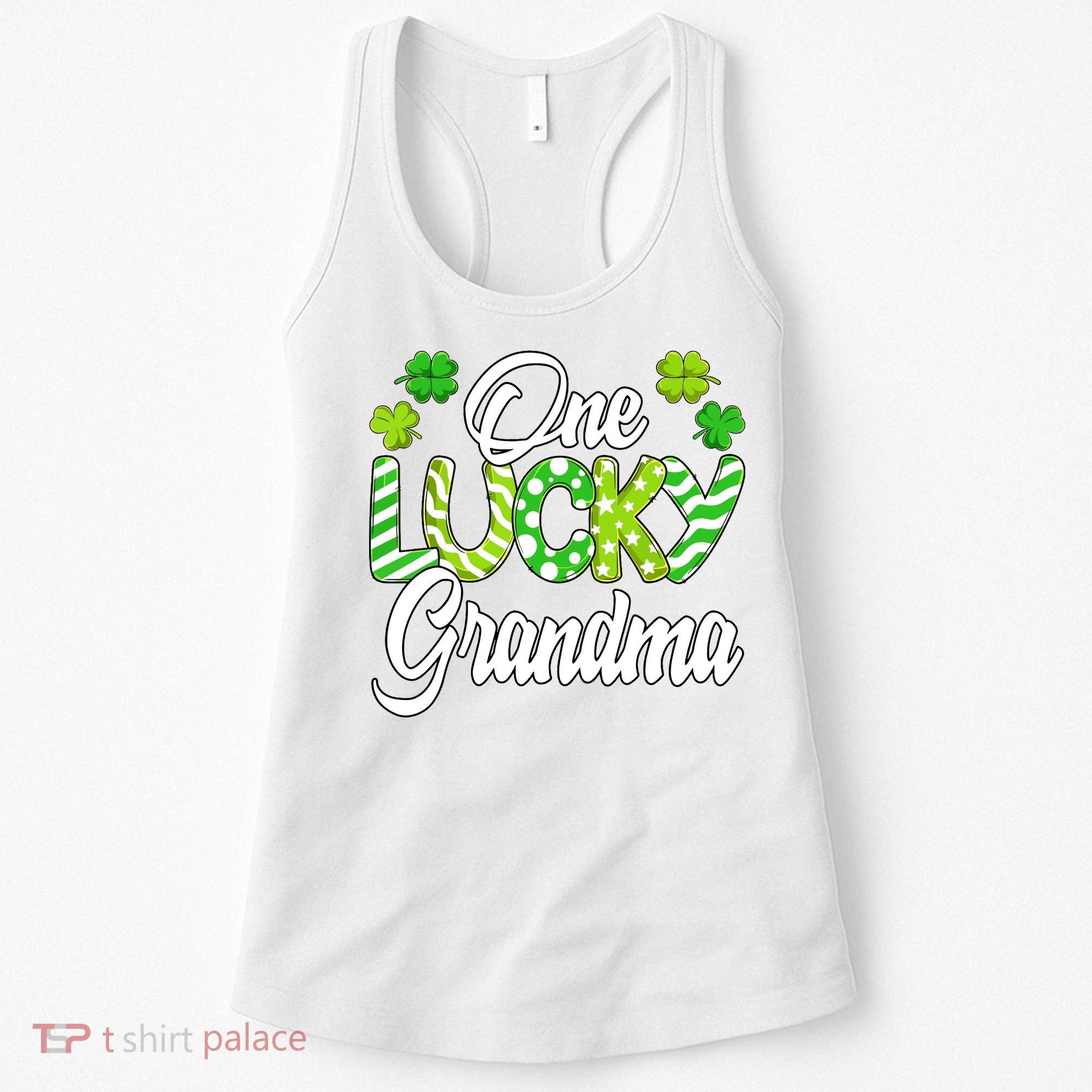 One Lucky Grandma Shamrock Irish Grandma St Patricks Day Women's Tank Top